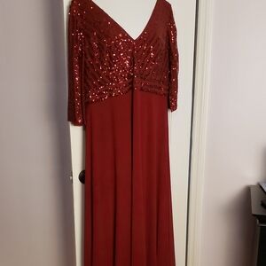 Ever Pretty Burgundy Sequin Long Sleeve Dress